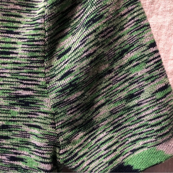 Cotton On crop top stretch woven medium weight green and navy cap sleeve L - Picture 2 of 6